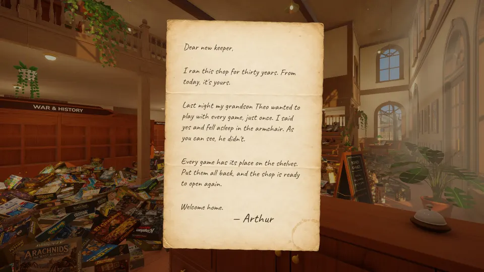 Arthur's welcome letter